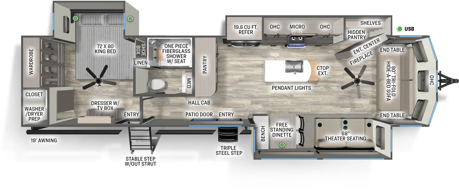 Sierra Destination 401FLX Floorplan